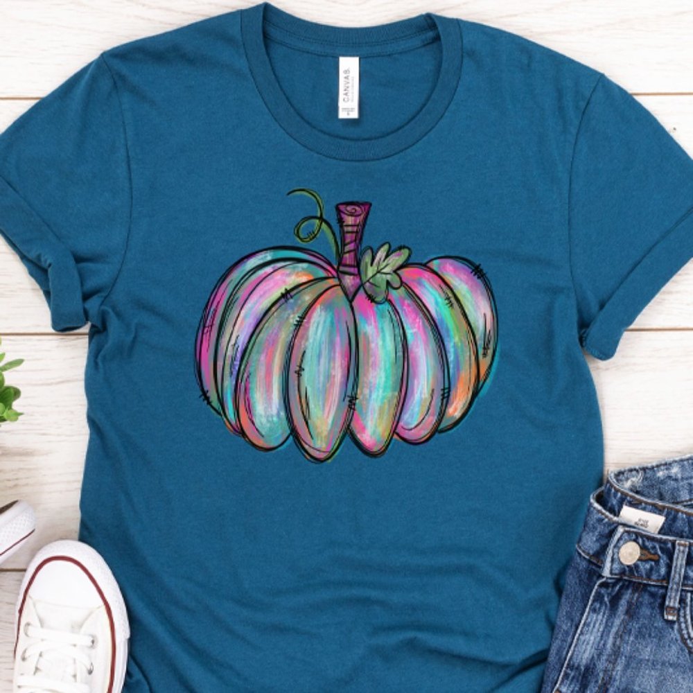 Painted Pumpkin Tee - Teal